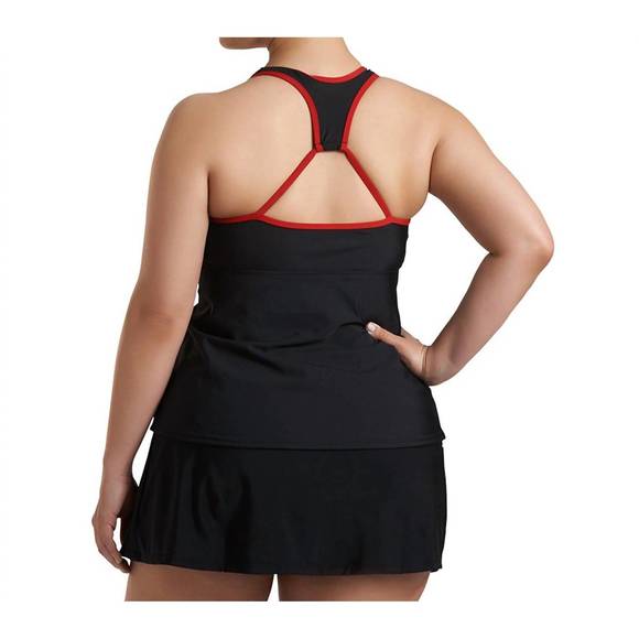 NEW ALWAYS FOR ME plus size charlie surplice tankini top in black - Picture 2 of 3